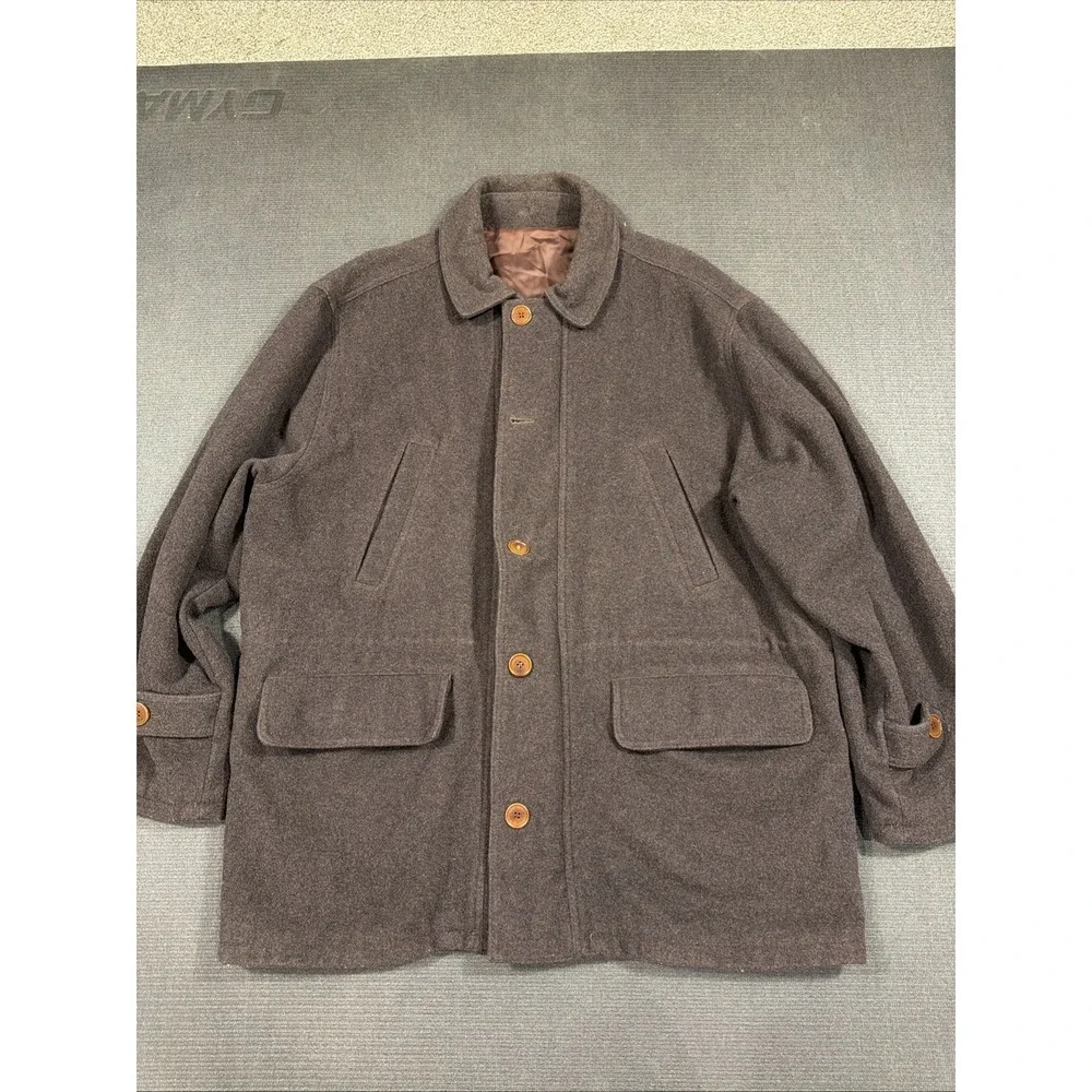 Vintage Pronto Uomo Made In Italy Brown Wool Winter Top/Over Coat Jacket XXL